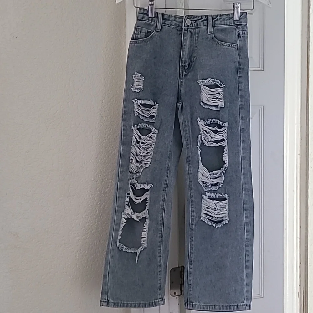 SHEIN kids bell bottom denim jeans 10-11 yr - Picture 1 of 4